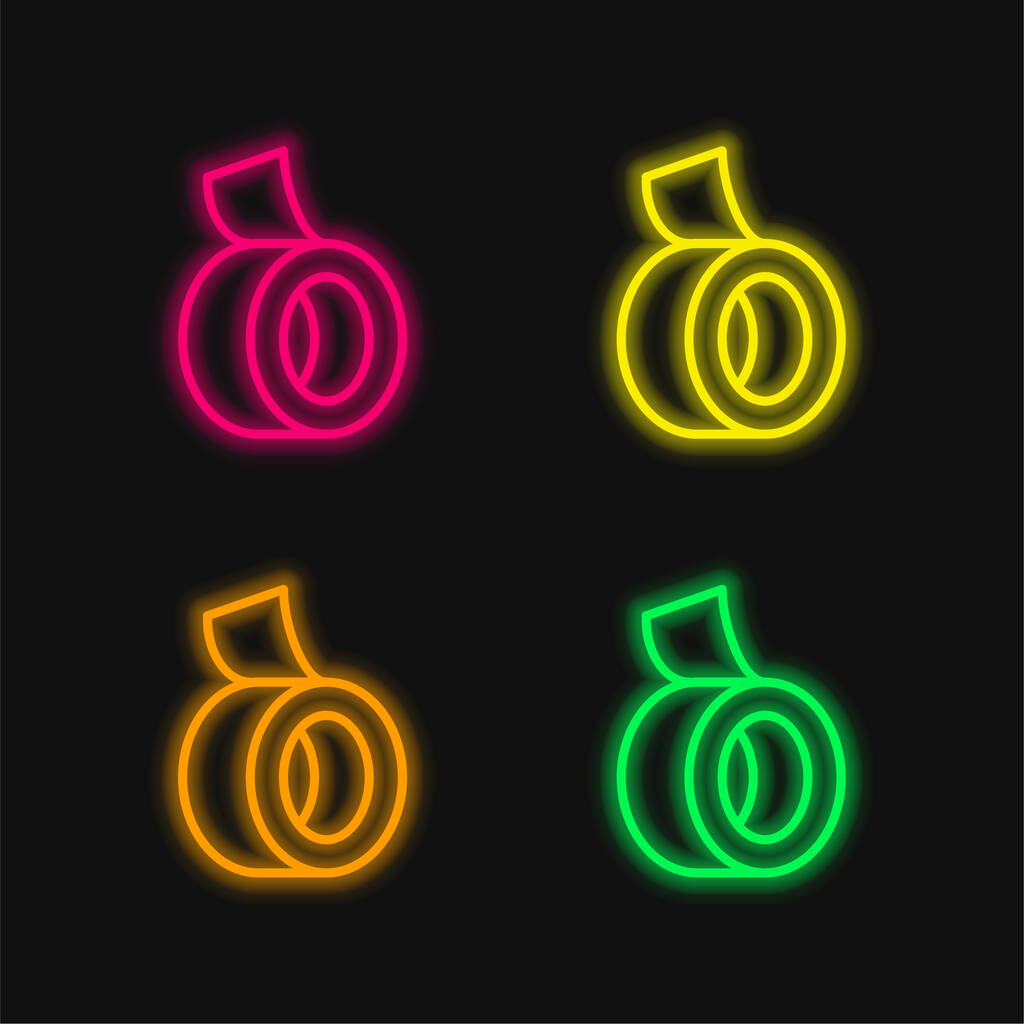 Klebeband vier Farben leuchtenden Neon-Vektor-Symbol - Vektor, Bild
