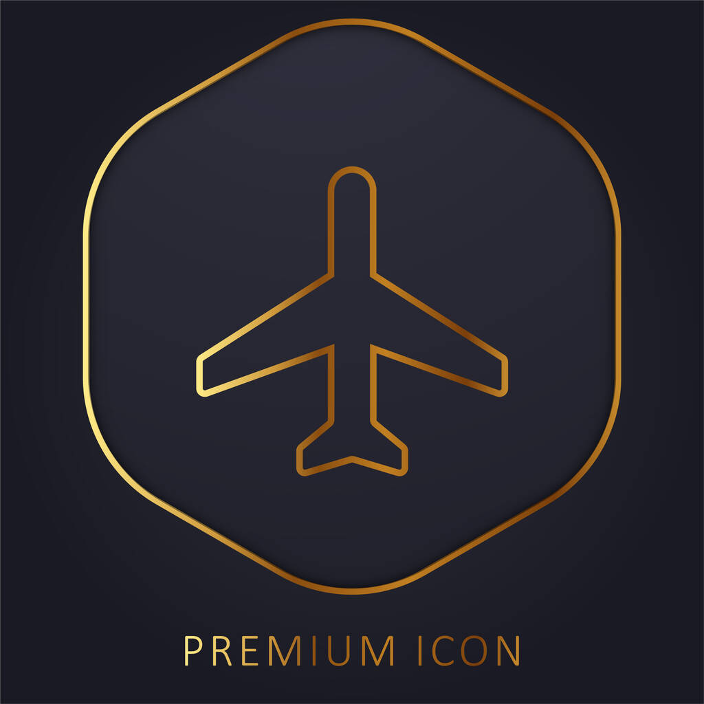 Αεροπλάνο Λειτουργία χρυσή γραμμή premium λογότυπο ή εικονίδιο - Διάνυσμα, εικόνα