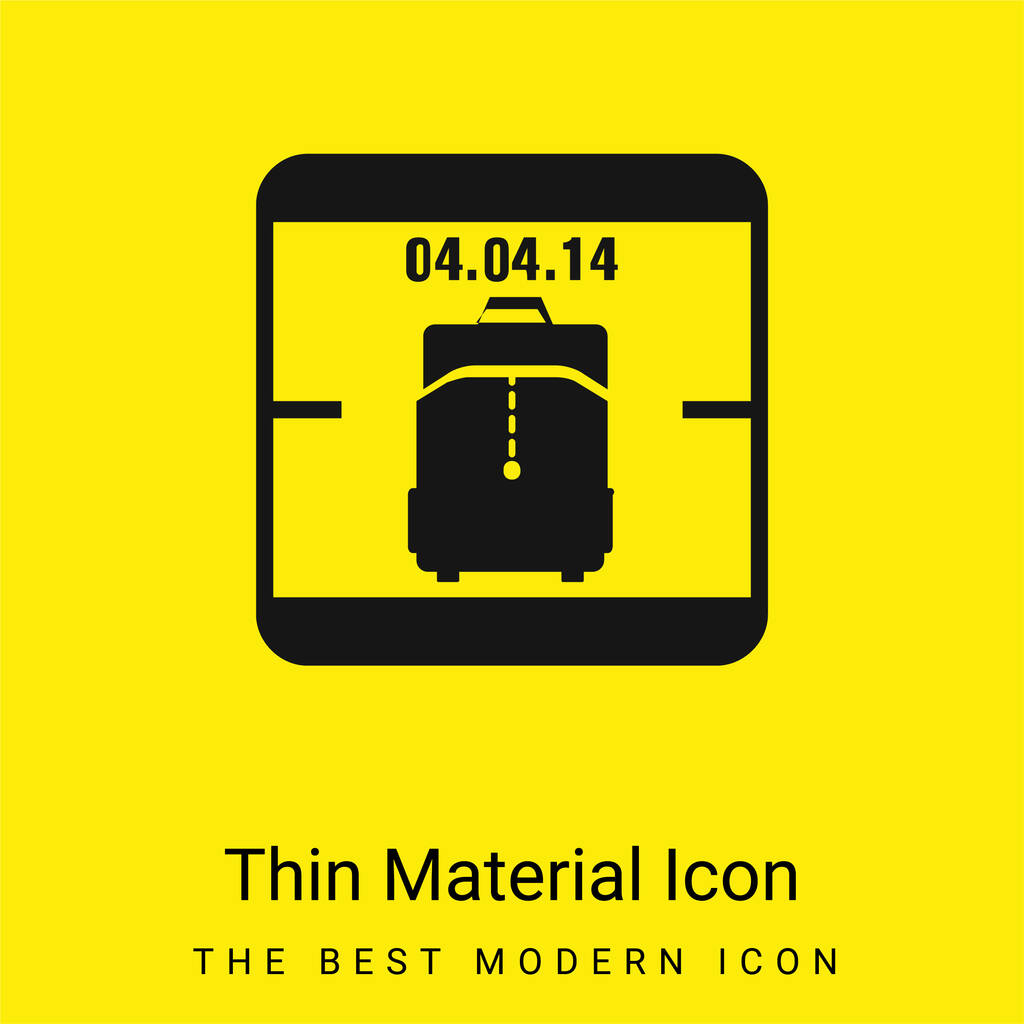 April 4 Of 2014 Calendar Page With Travel Bag Reminder Symbol minimal bright yellow material icon - Vector, Image