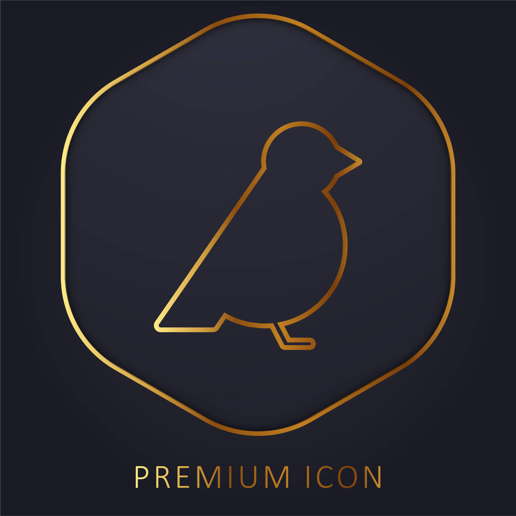 Bird Facing Right golden line premium logo or icon - Vector, Image