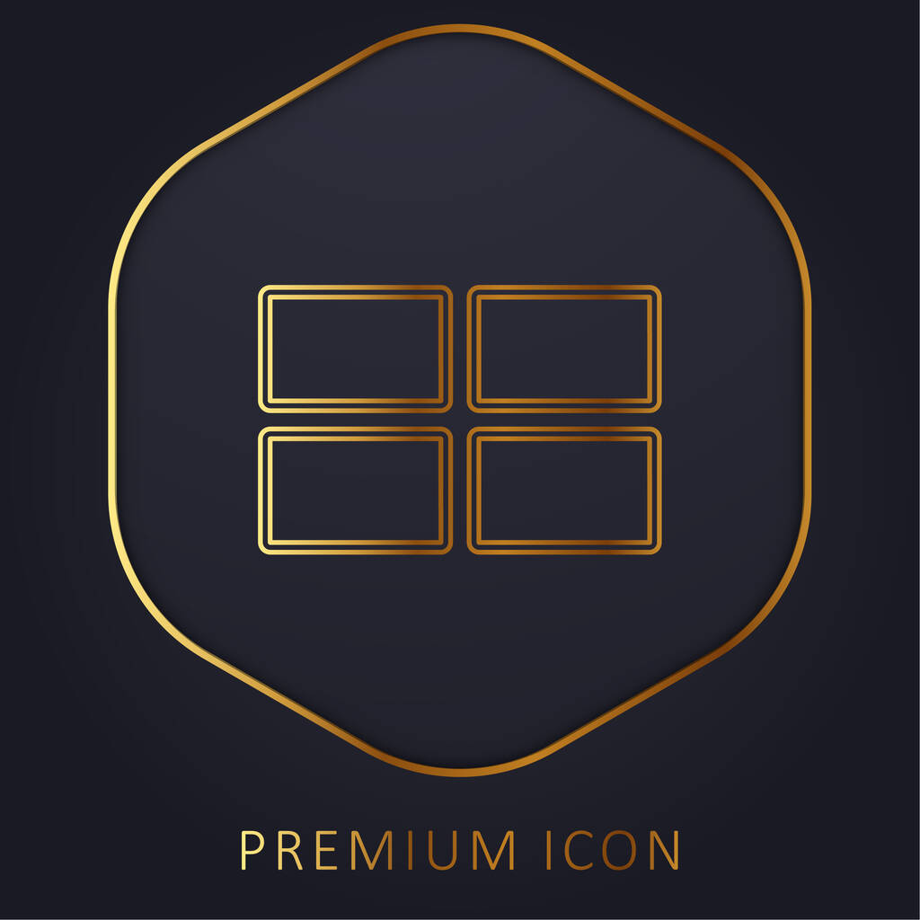 4 Rectangles golden line premium logo or icon - Vector, Image