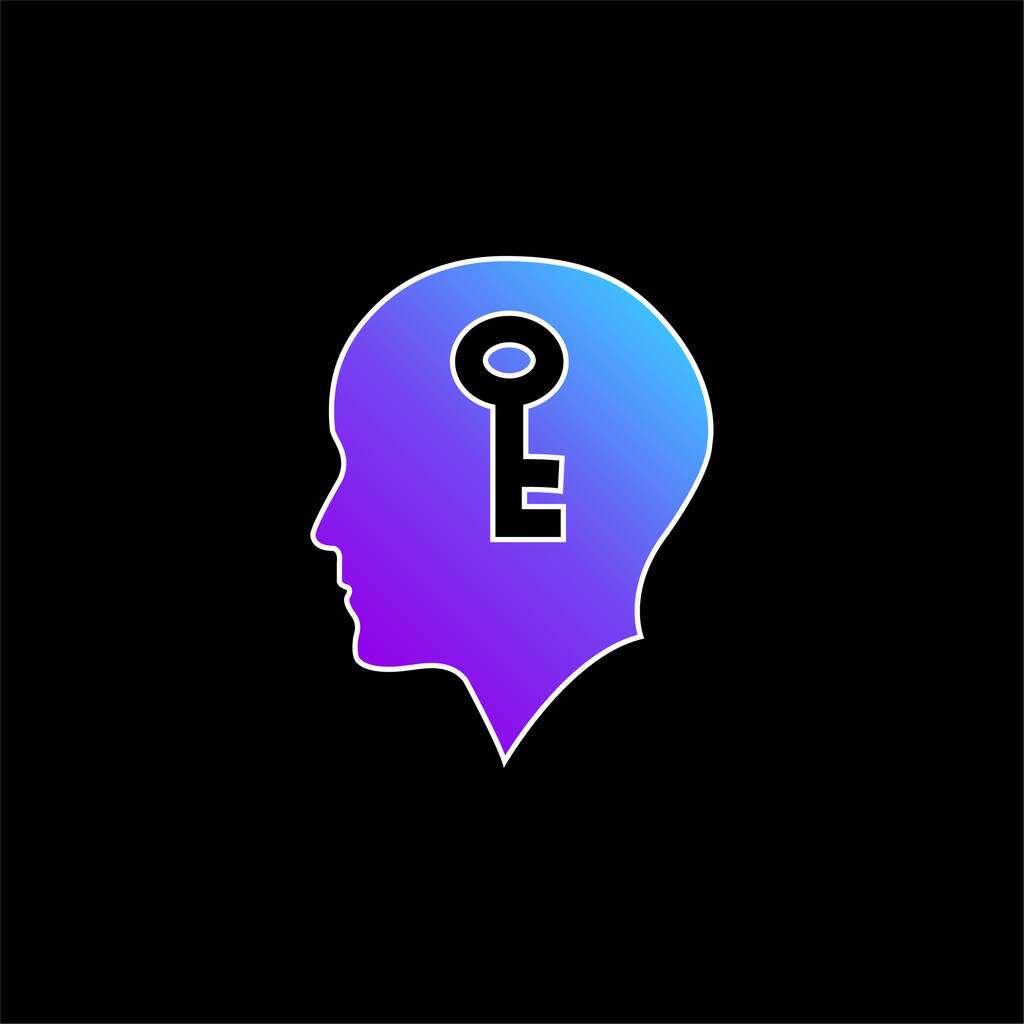 Bald Head With A Key Inside blue gradient vector icon - Vector, Image