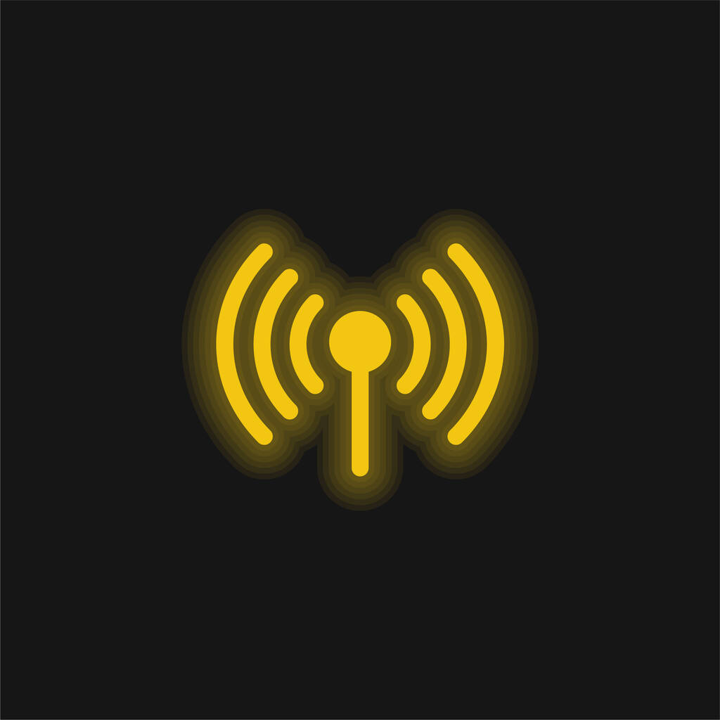 Ikona žlutého zářícího neonu antény - Vektor, obrázek