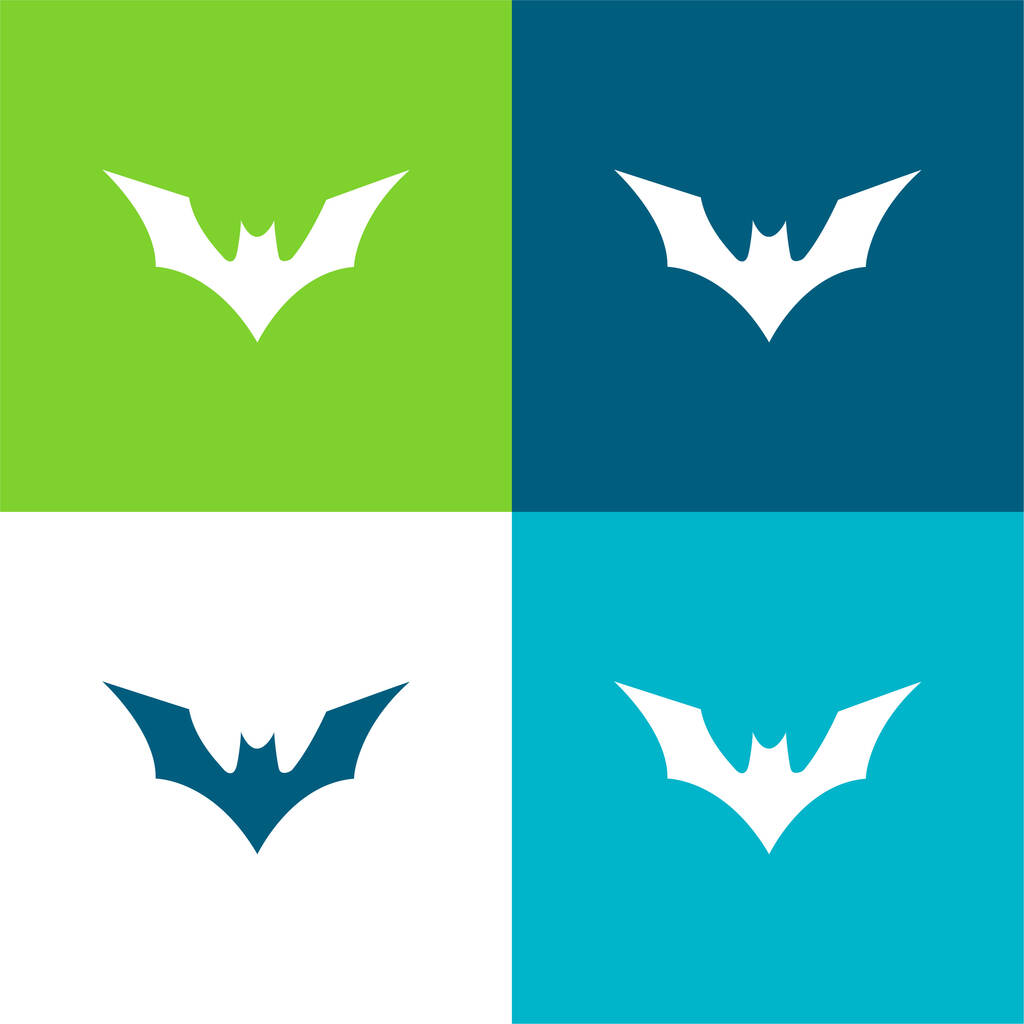 Denevér emelt szárnyakkal Lapos négy szín minimális ikon készlet - Vektor, kép