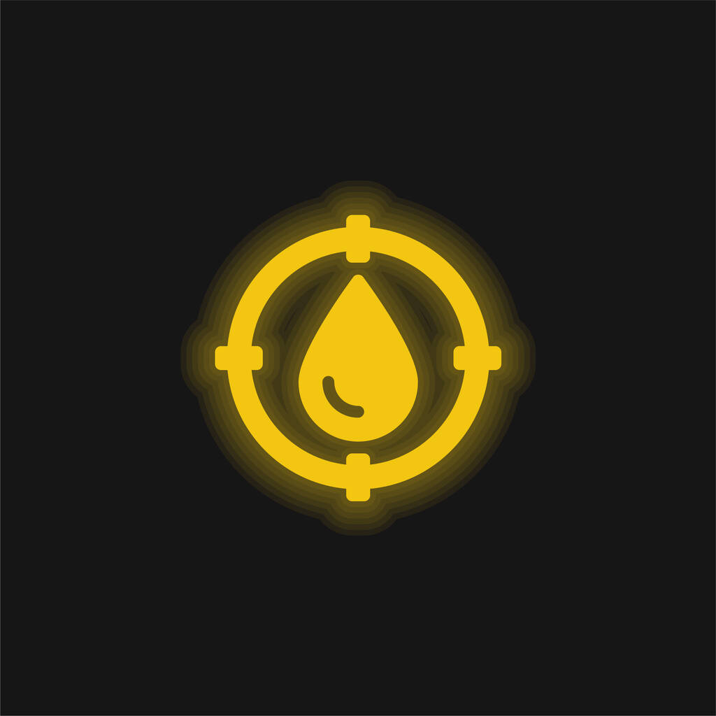 Icona fluorescente gialla del neon del gruppo sanguigno - Vettoriali, immagini