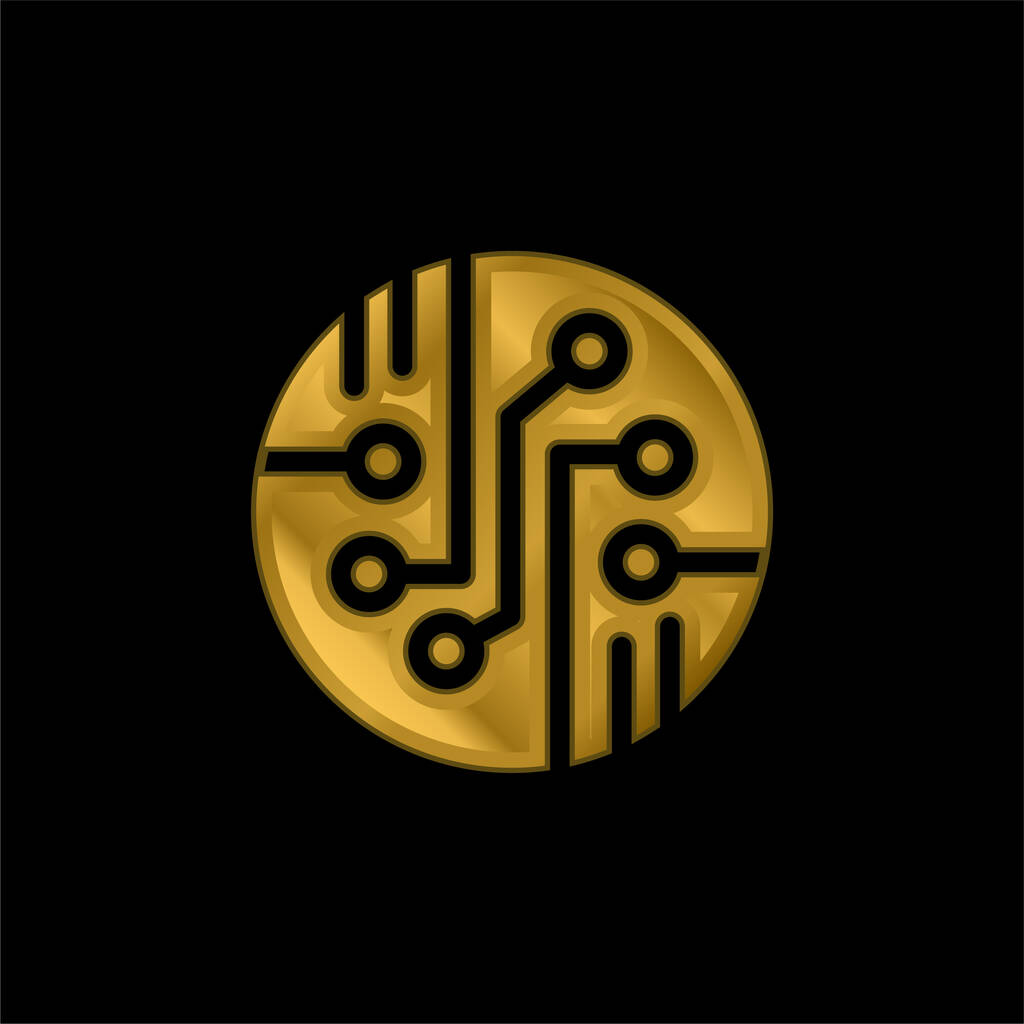 Biyo sensör altın kaplama metalik simge veya logo vektörü - Vektör, Görsel
