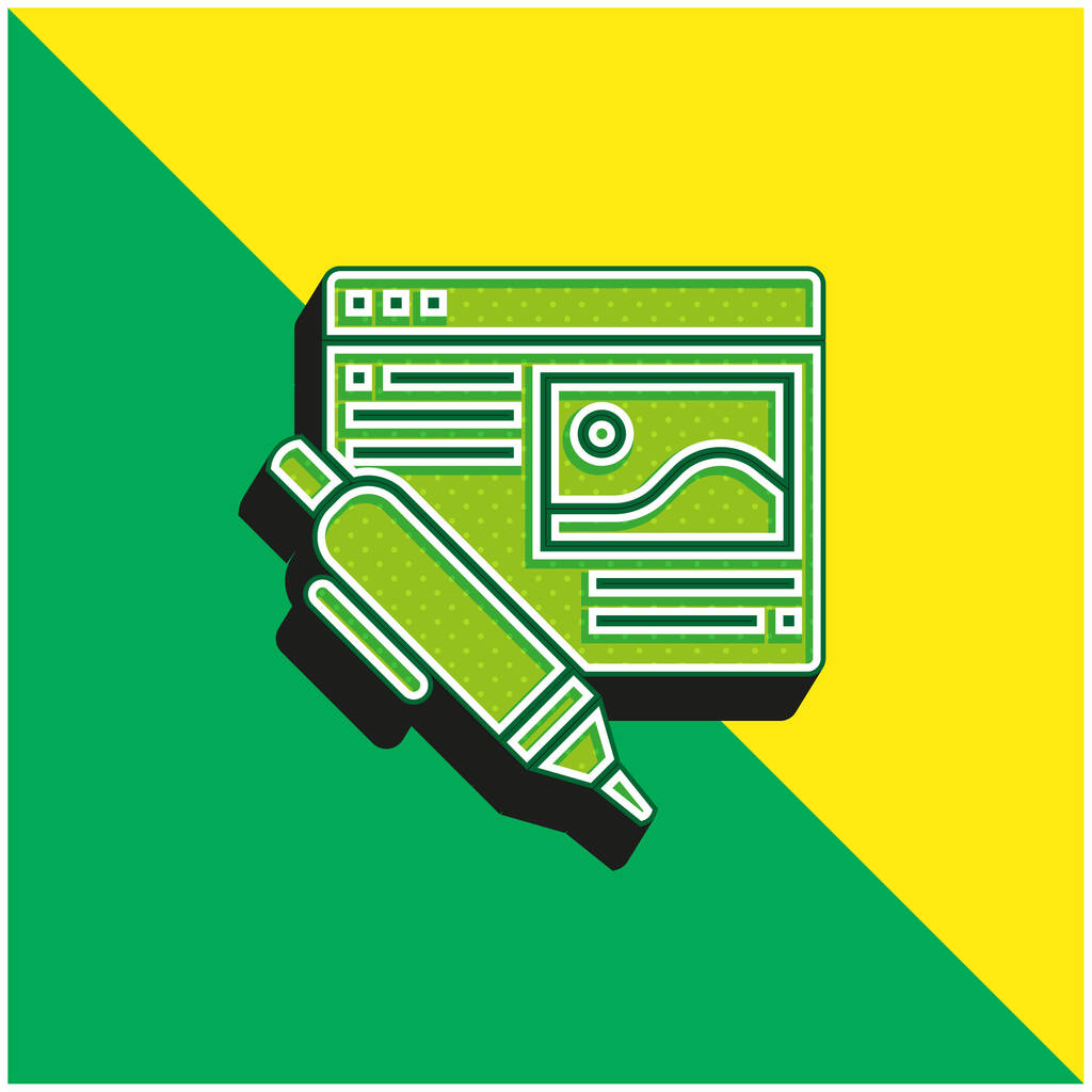 Блог Зелений і жовтий сучасний 3d векторний логотип ікони - Вектор, зображення