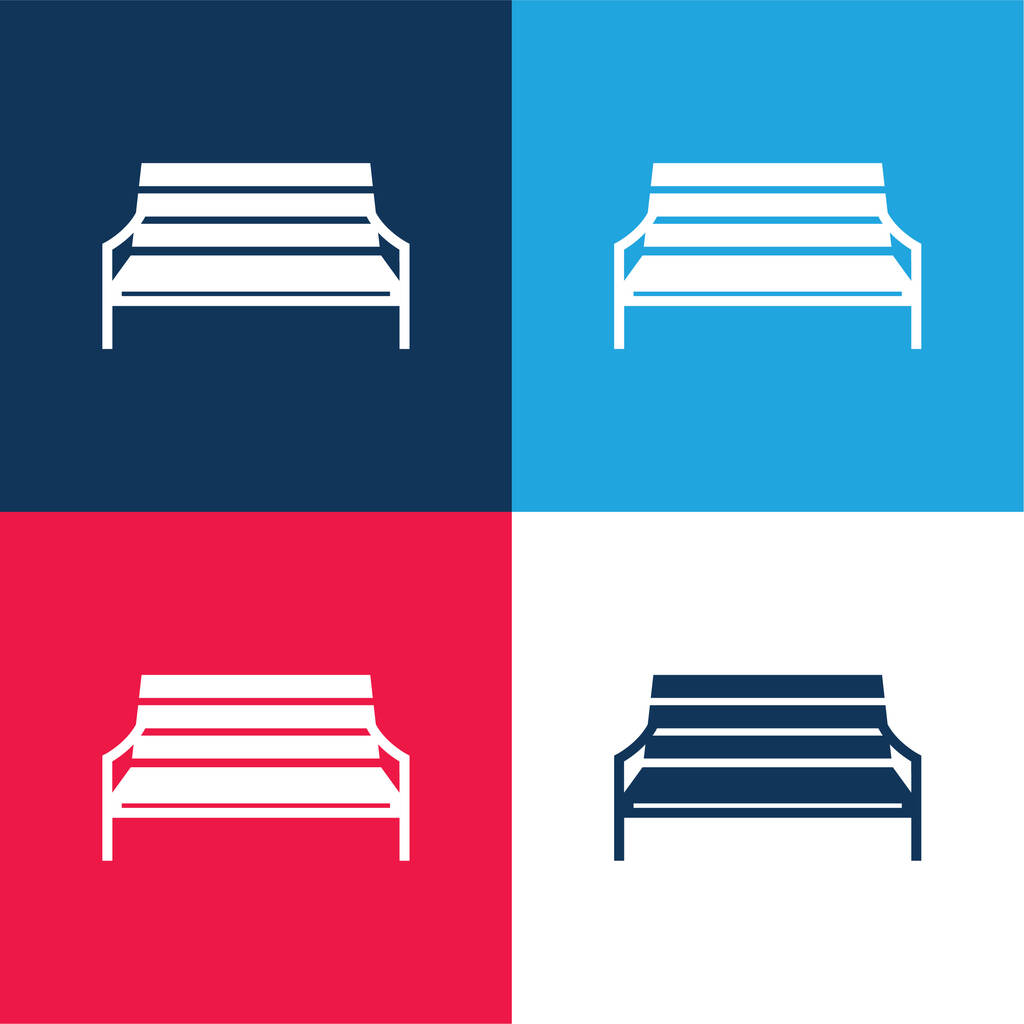 Lavička modrá a červená čtyři barvy minimální ikona nastavena - Vektor, obrázek