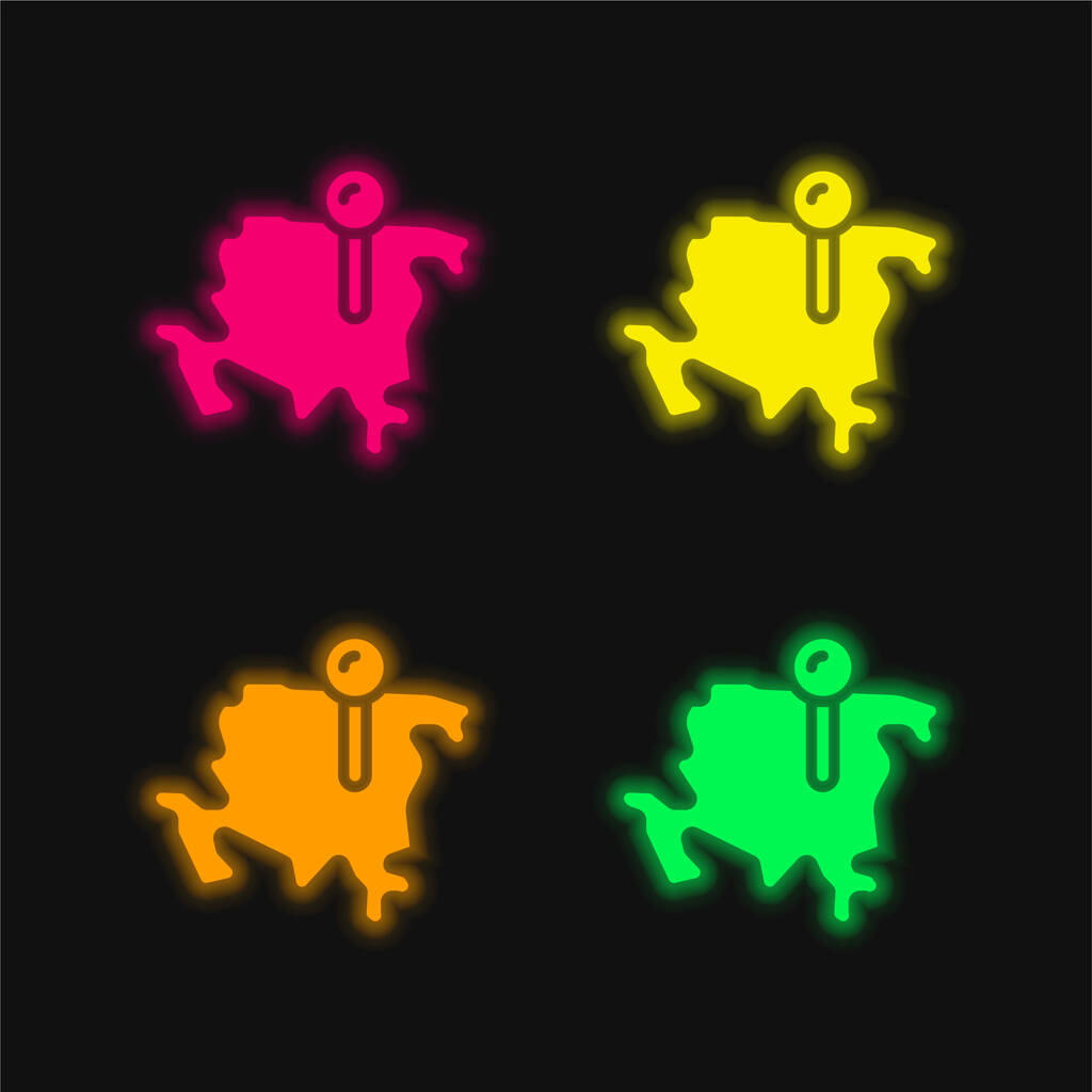 Asia quattro colori luminosi icona vettoriale al neon - Vettoriali, immagini