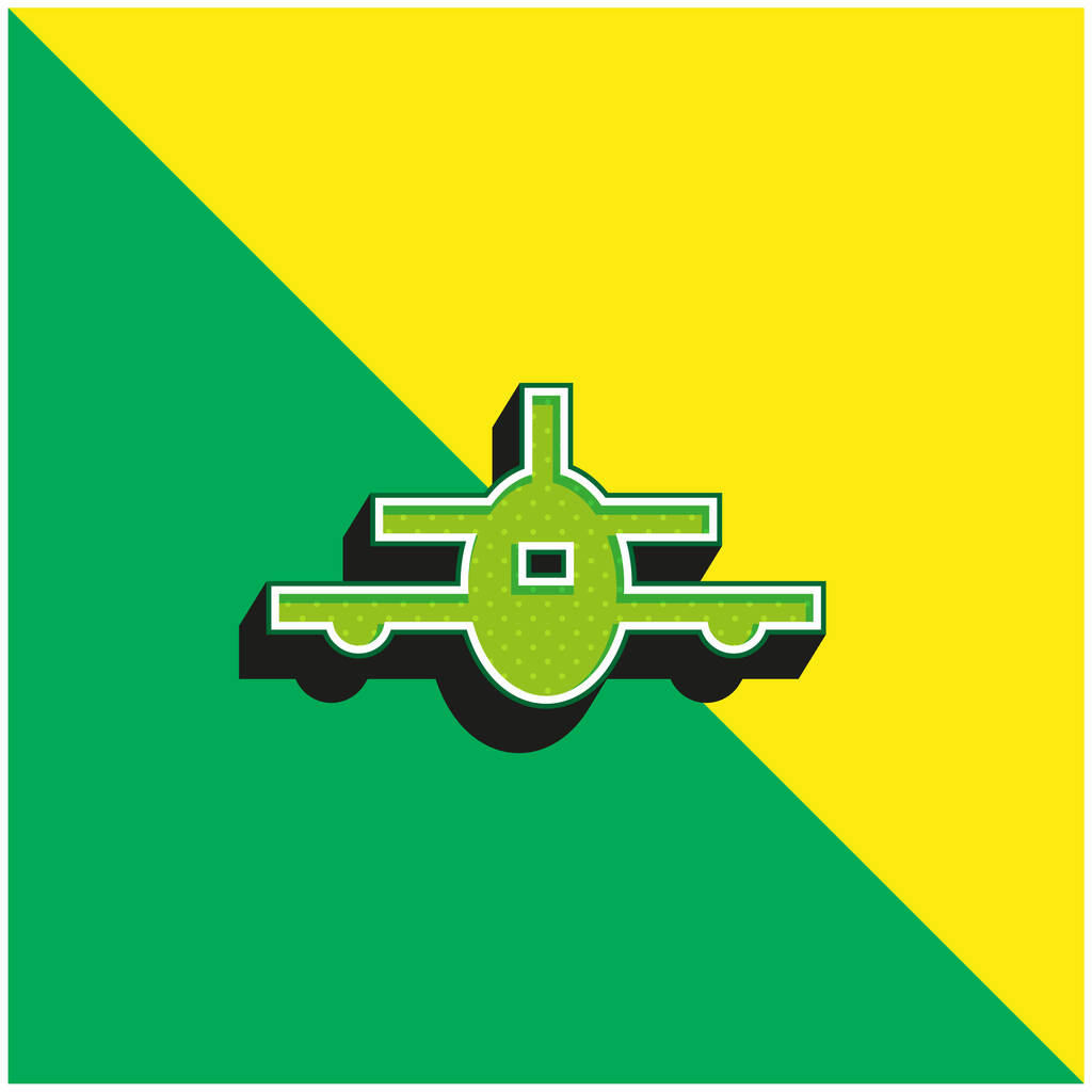 Repülőgép Zöld és sárga modern 3D vektor ikon logó - Vektor, kép