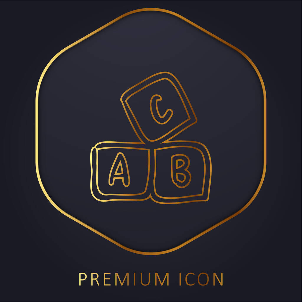 ABC Educativo Dibujado a mano Cubos línea dorada logotipo premium o icono - Vector, imagen