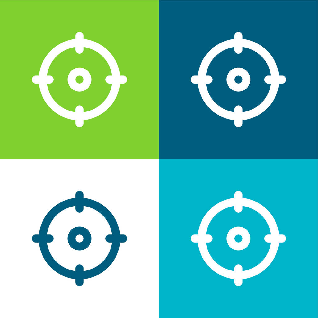 Objetivo Plano de cuatro colores mínimo icono conjunto - Vector, imagen