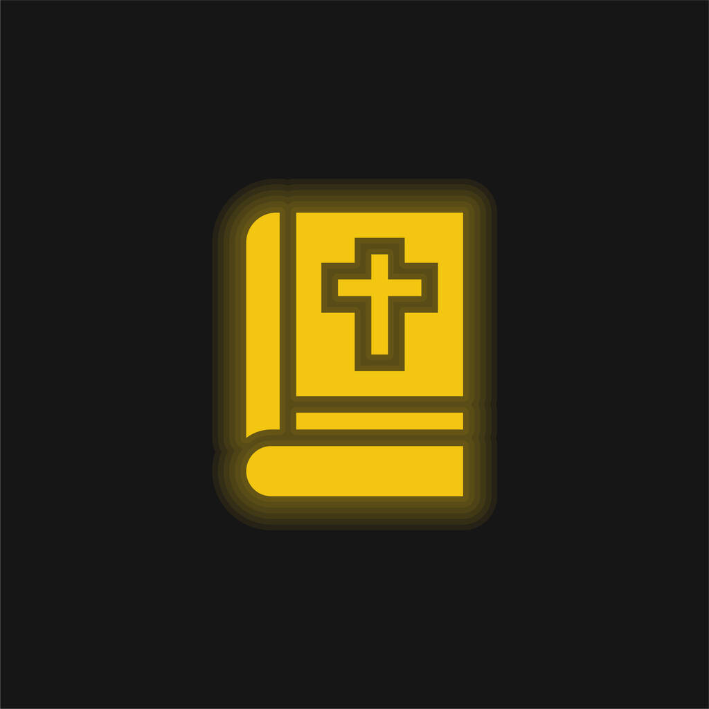 Ícone de néon brilhante amarelo bíblico - Vetor, Imagem