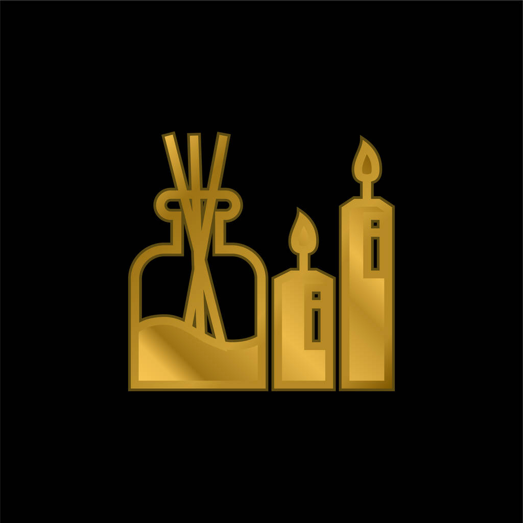 Aromaterapia chapado en oro icono metálico o logo vector - Vector, imagen