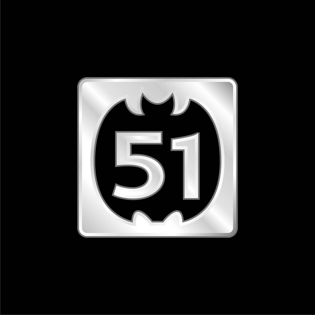51 Sur logo social icône métallique argentée - Vecteur, image