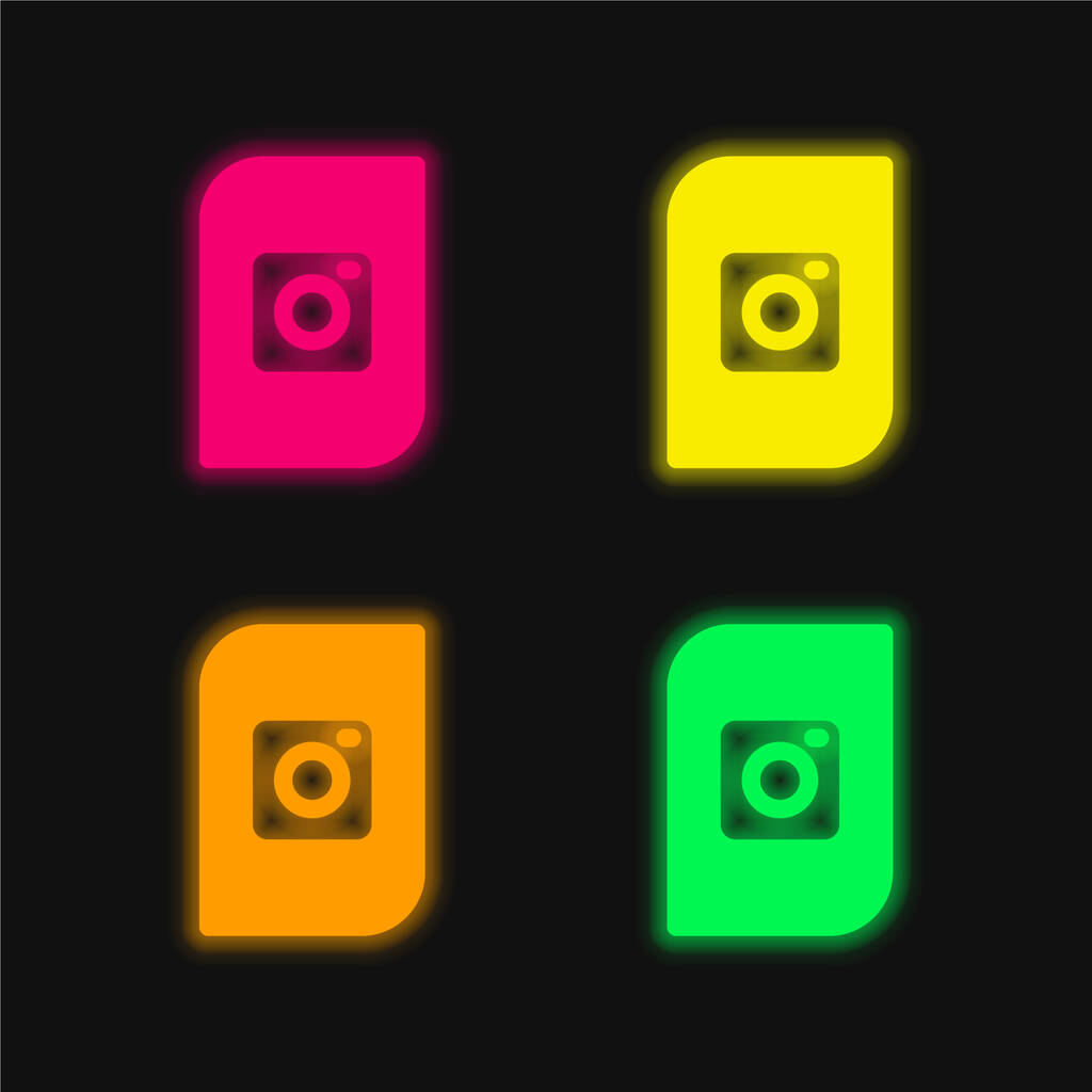 Album négy színű izzó neon vektor ikon - Vektor, kép