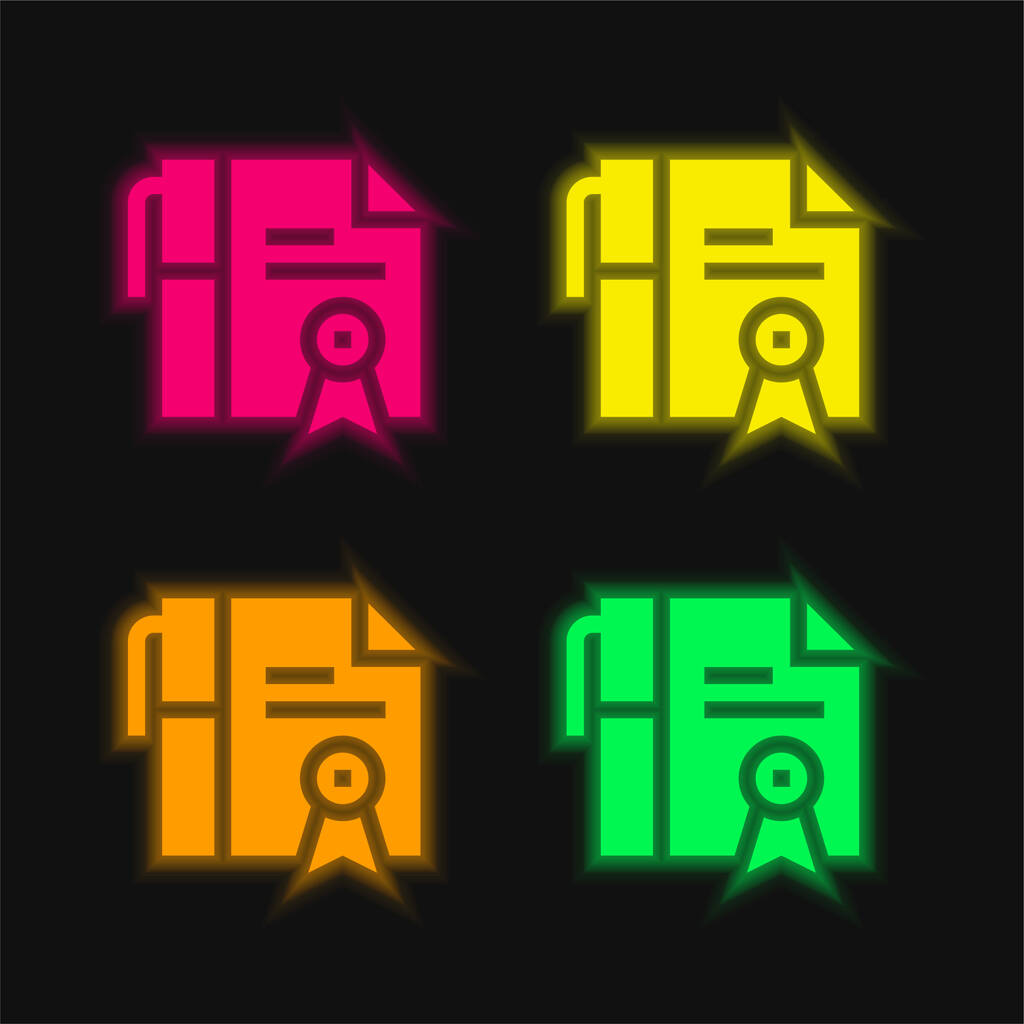 Evlat edinme dört renk parlayan neon vektör simgesi - Vektör, Görsel