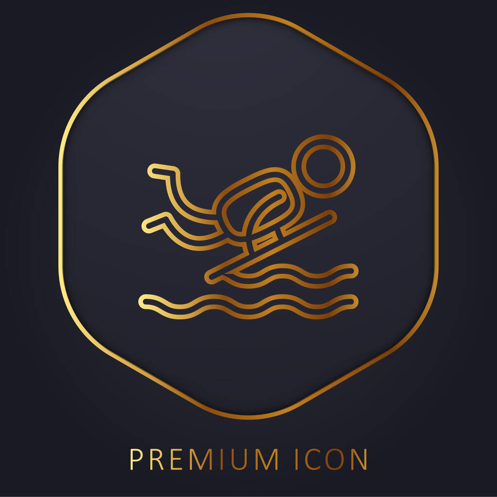 Bodyboard línea de oro logotipo premium o icono - Vector, Imagen