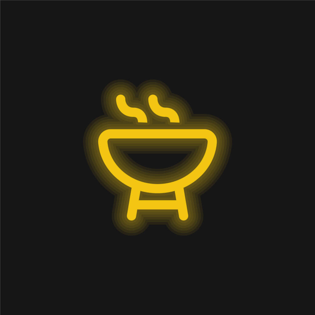 Barbecue Outline yellow glowing neon icon - Vector, Image