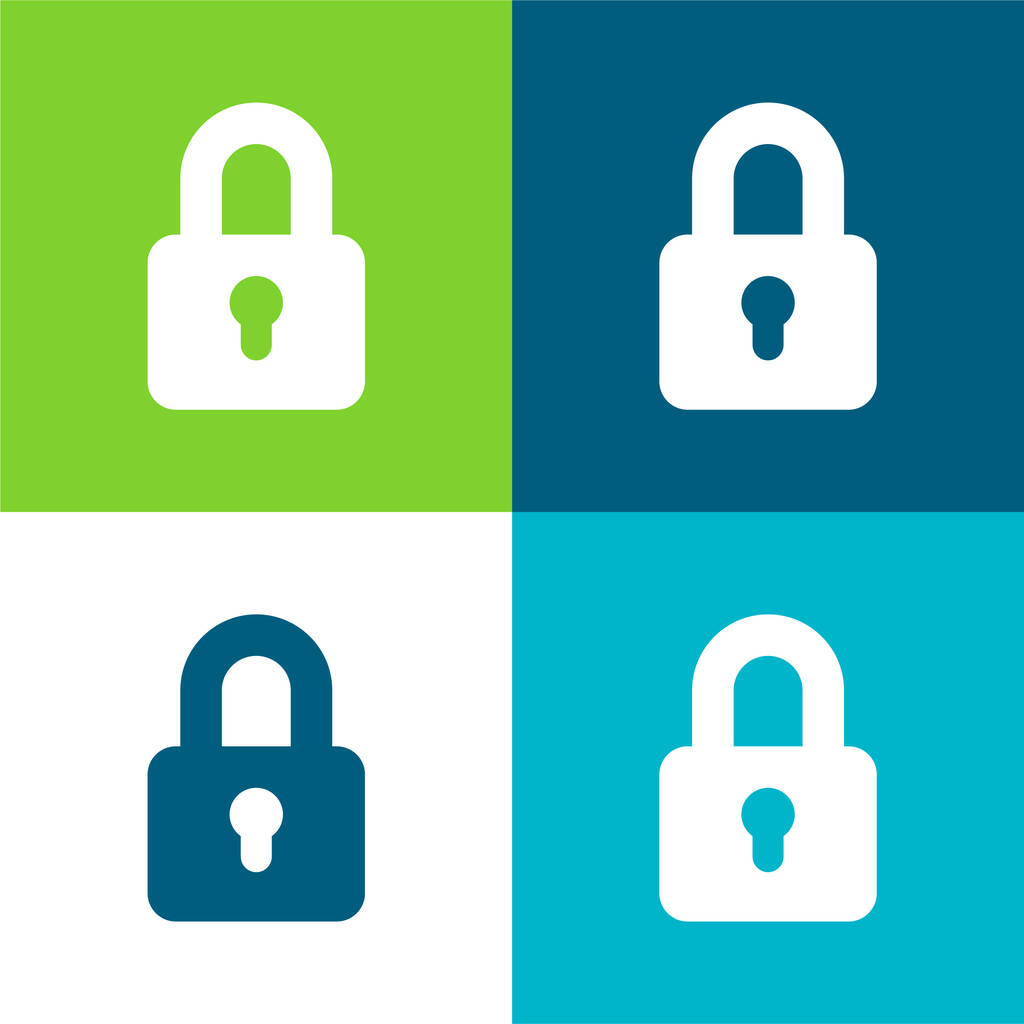 Big Lock Lapos négy szín minimális ikon készlet - Vektor, kép
