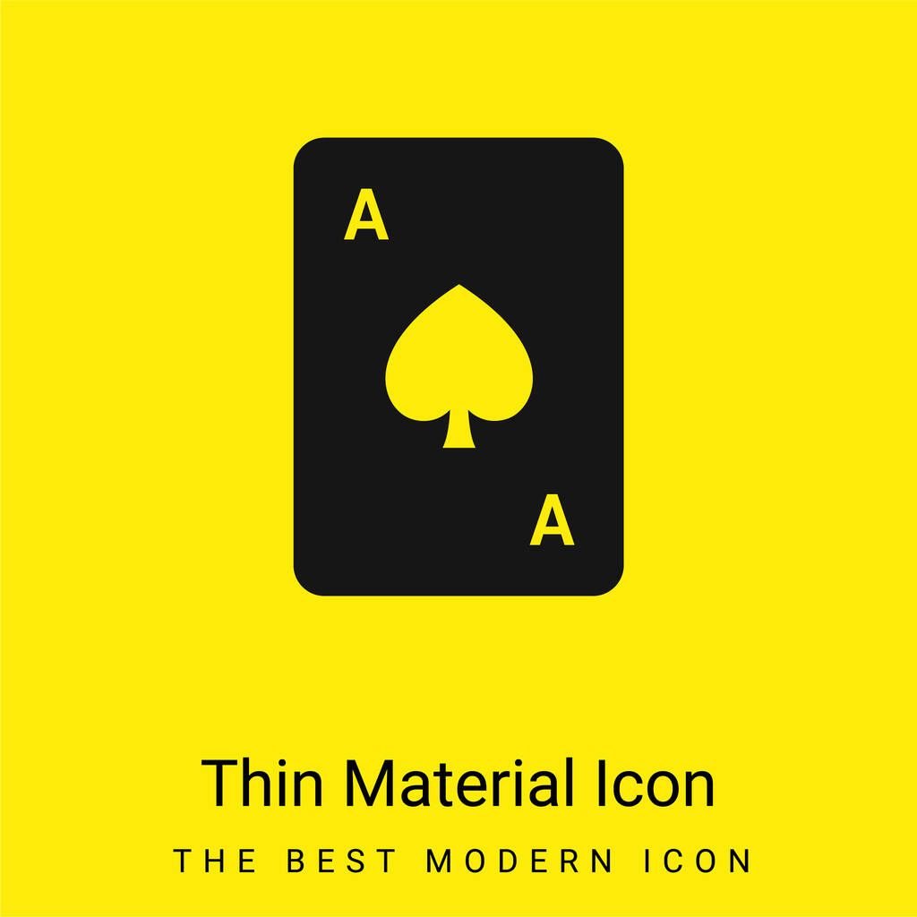 Ace Of Spades minimaal helder geel materiaal icoon - Vector, afbeelding