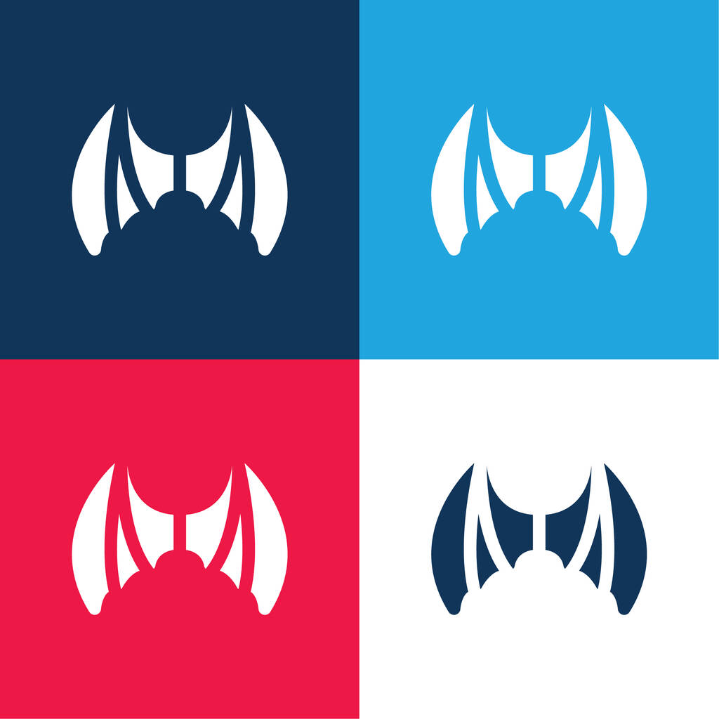 Denevér szárny kék és piros négy szín minimális ikon készlet - Vektor, kép