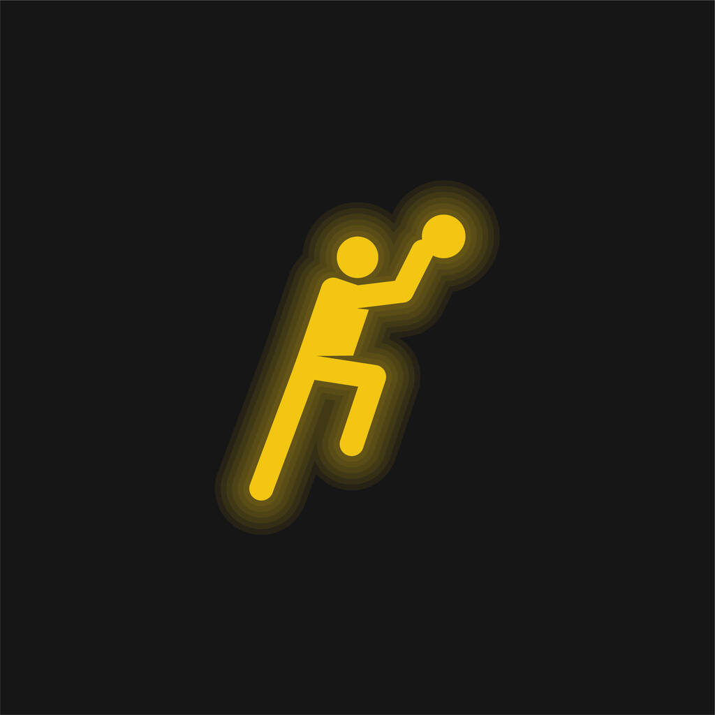 Giocatore di basket giallo icona al neon incandescente - Vettoriali, immagini
