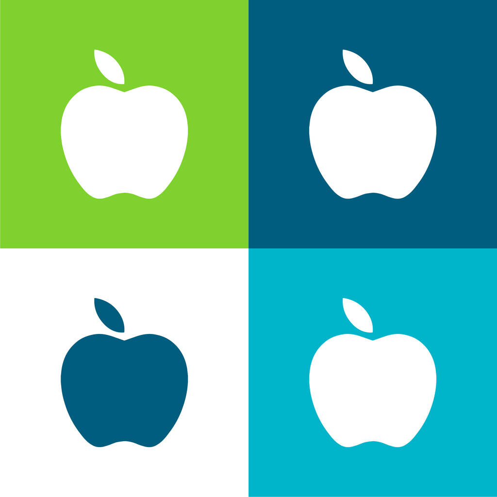 Apple Επίπεδη τεσσάρων χρωμάτων ελάχιστη σύνολο εικονιδίων - Διάνυσμα, εικόνα