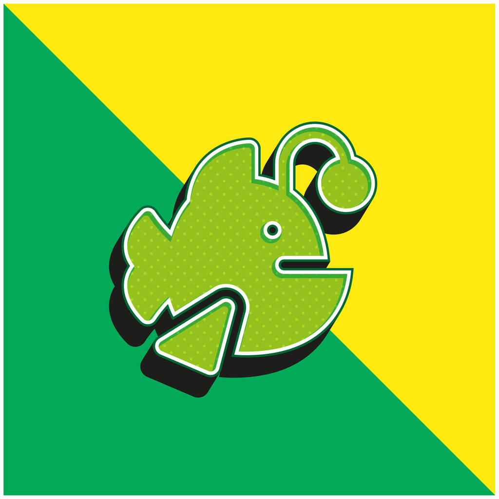 Anglerfish Verde e amarelo moderno logotipo vetor 3d ícone - Vetor, Imagem