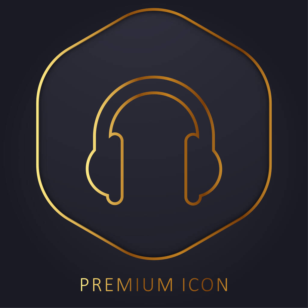 Big Headphones golden line premium logo or icon - Vector, Image