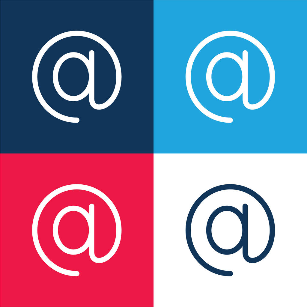 At Symbol blue and red four color minimal icon set - Vector, Image