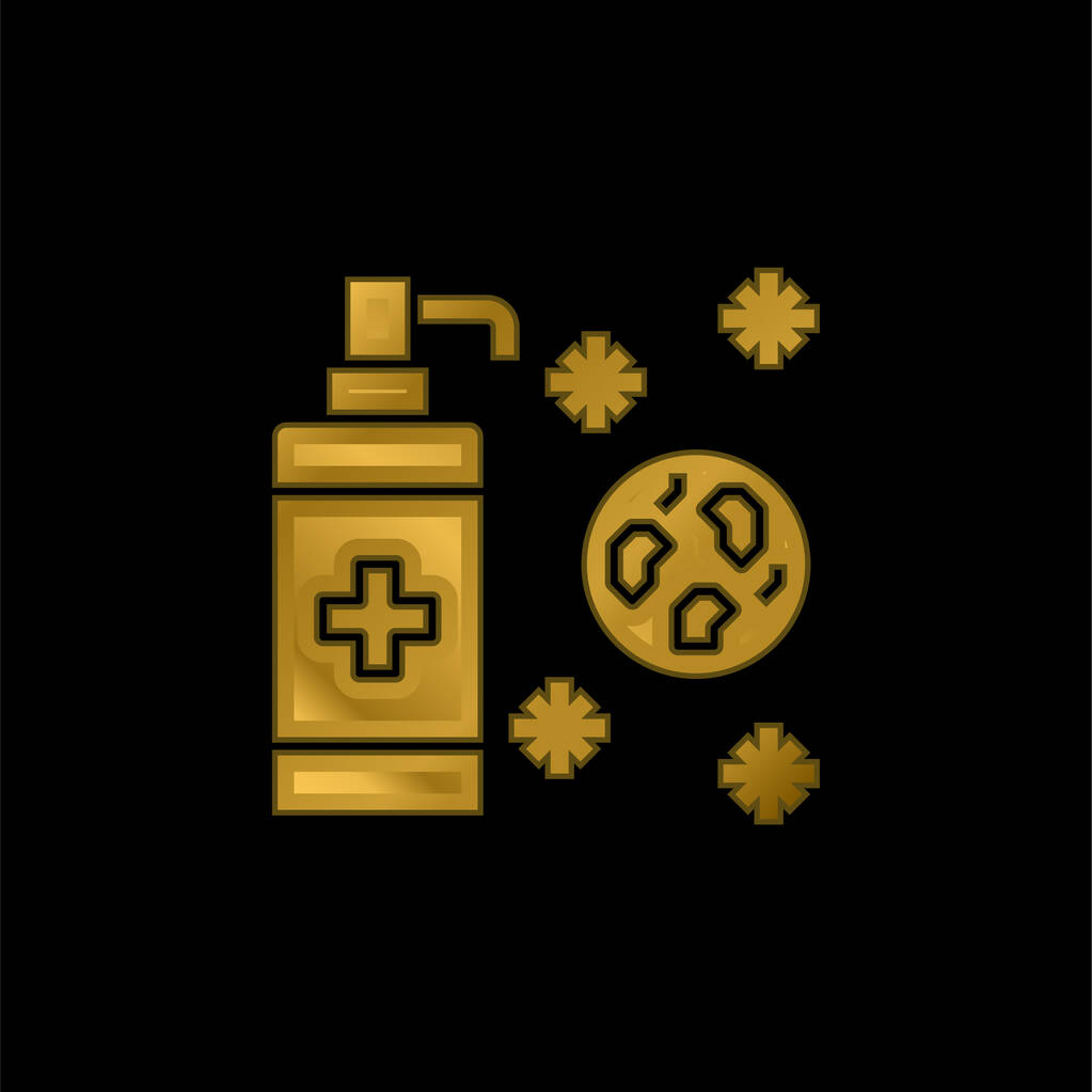 Antiséptico chapado en oro icono metálico o logo vector - Vector, Imagen