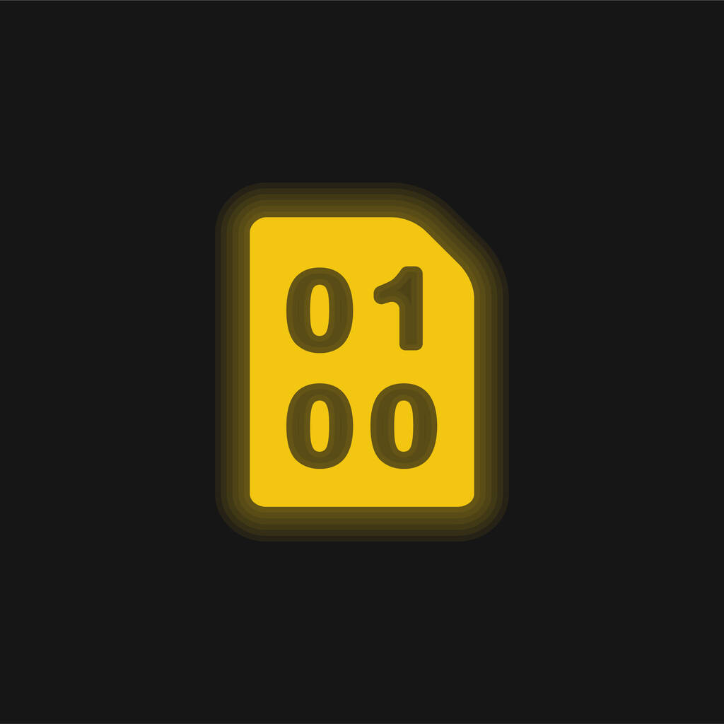 Binary Code Met Zeros En Een geel gloeiend neon icoon - Vector, afbeelding
