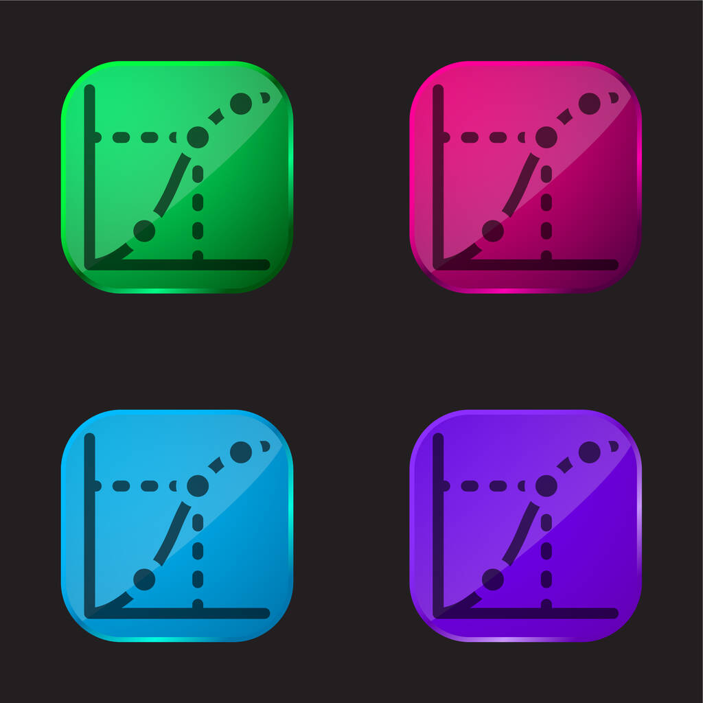 Άξονας τέσσερα χρώμα γυαλί εικονίδιο κουμπί - Διάνυσμα, εικόνα