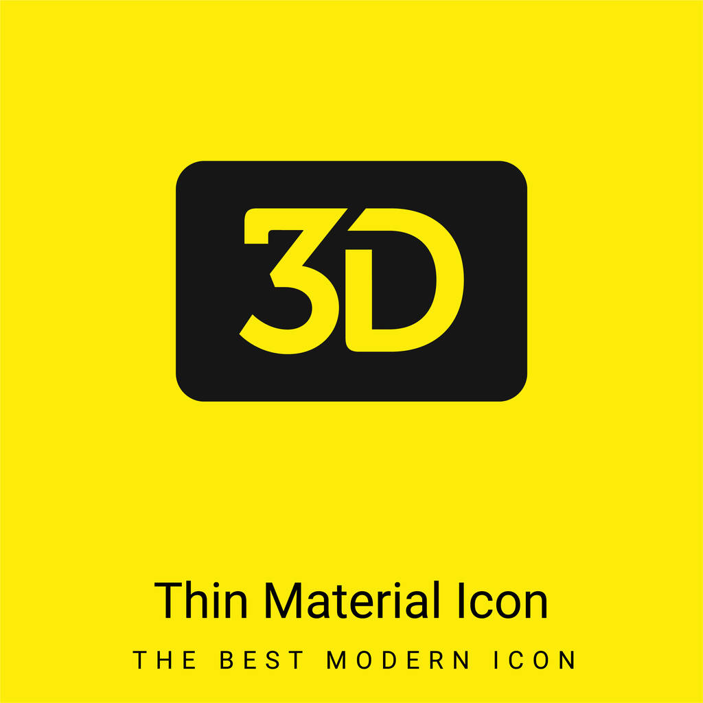3d Movie Symbool voor Interface minimaal helder geel materiaal icoon - Vector, afbeelding