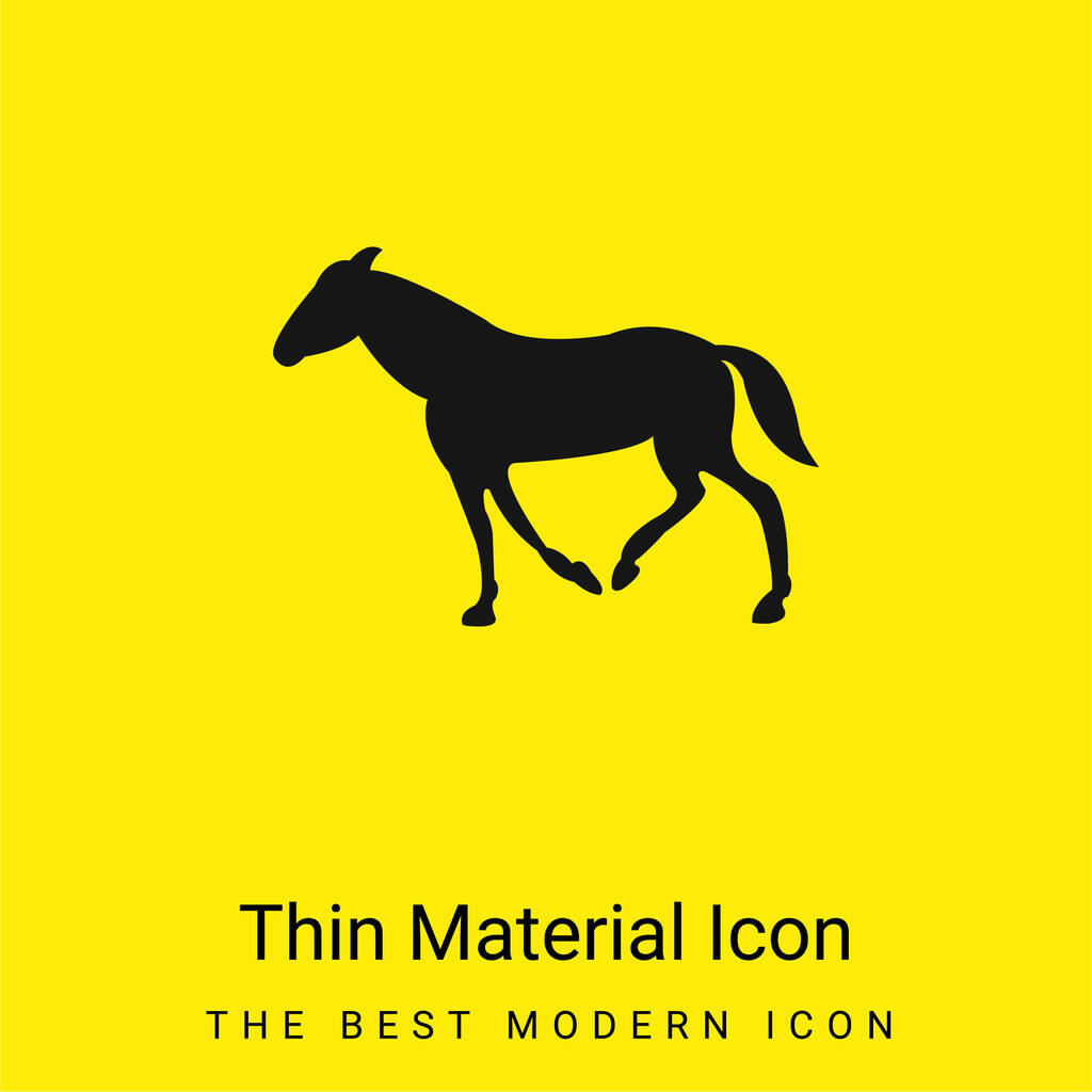 テールダウン最小限の明るい黄色の材料のアイコンと黒の歩行馬 - ベクター画像