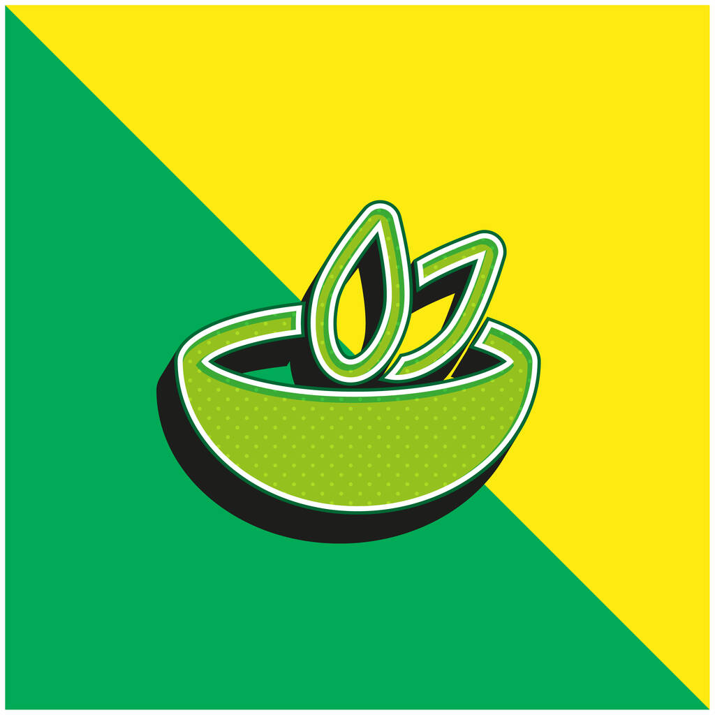 スープのボウル緑と黄色の現代的な3Dベクトルアイコンのロゴ - ベクター画像