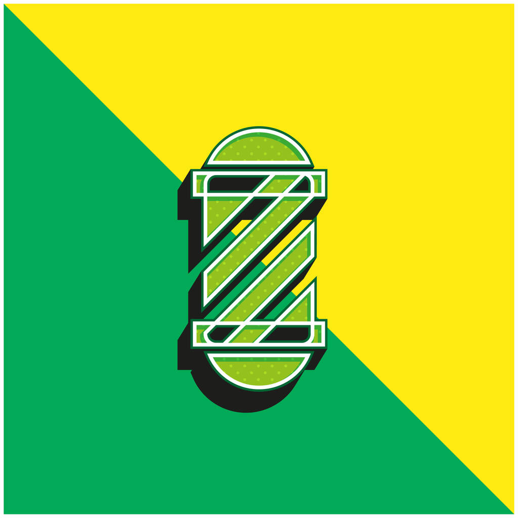 Barber Pool Groen en geel moderne 3D vector pictogram logo - Vector, afbeelding