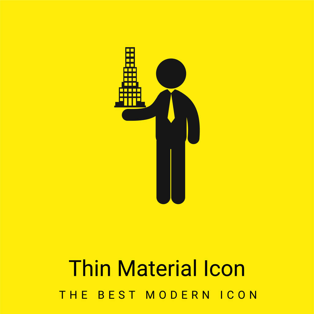 Architekt z projektem budowlanym minimalna jasnożółta ikona materiału - Wektor, obraz