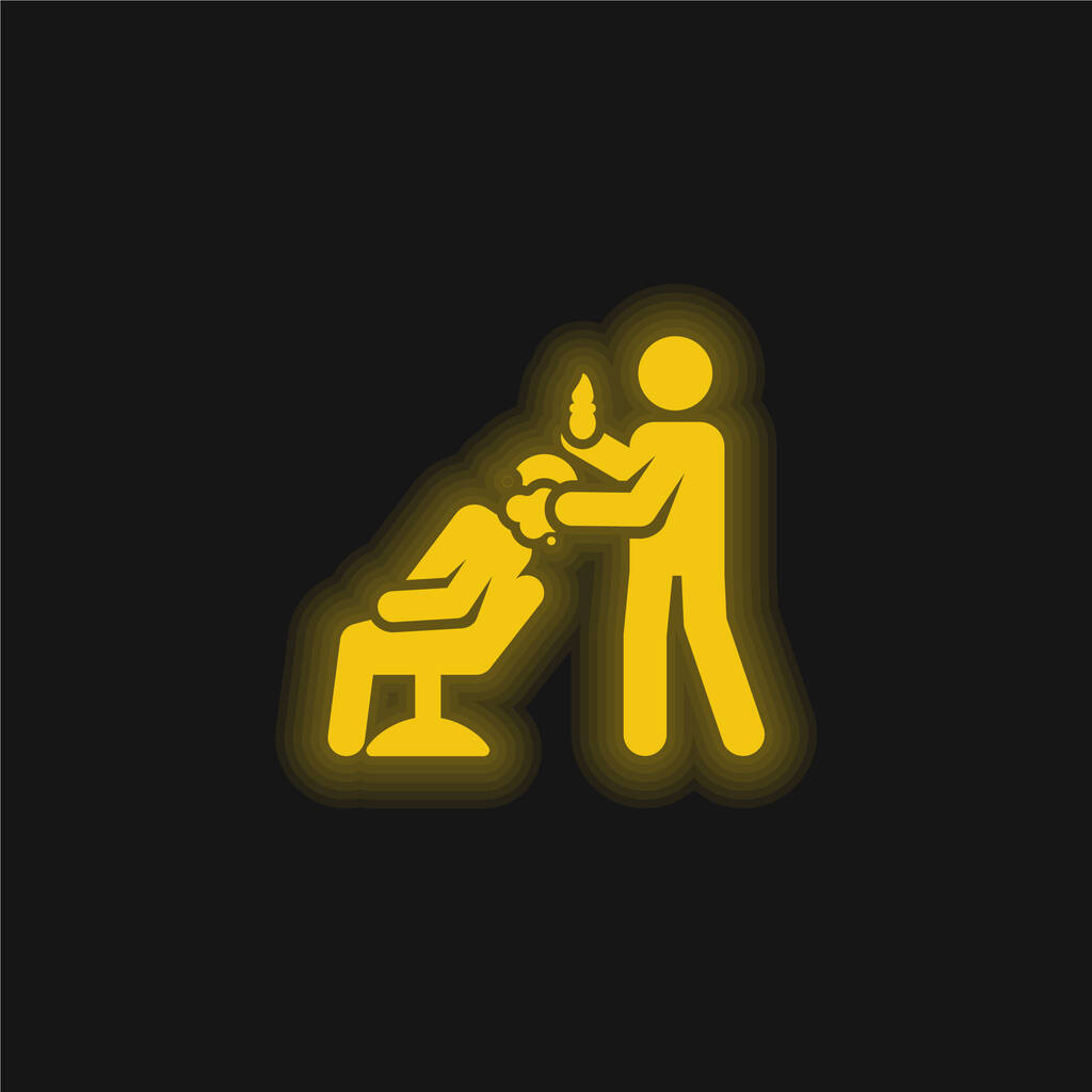 黄色の輝くネオンアイコンをバー - ベクター画像