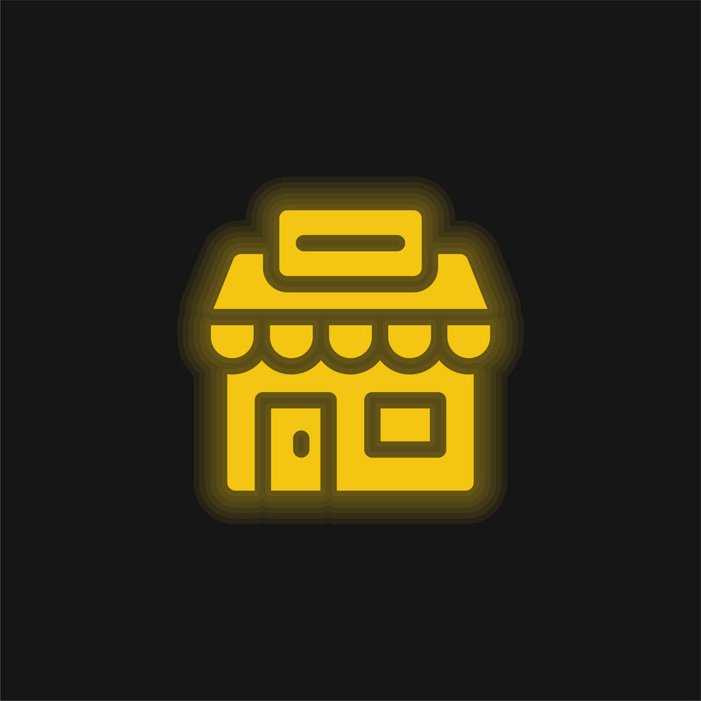 Virasto keltainen hehkuva neon kuvake - Vektori, kuva