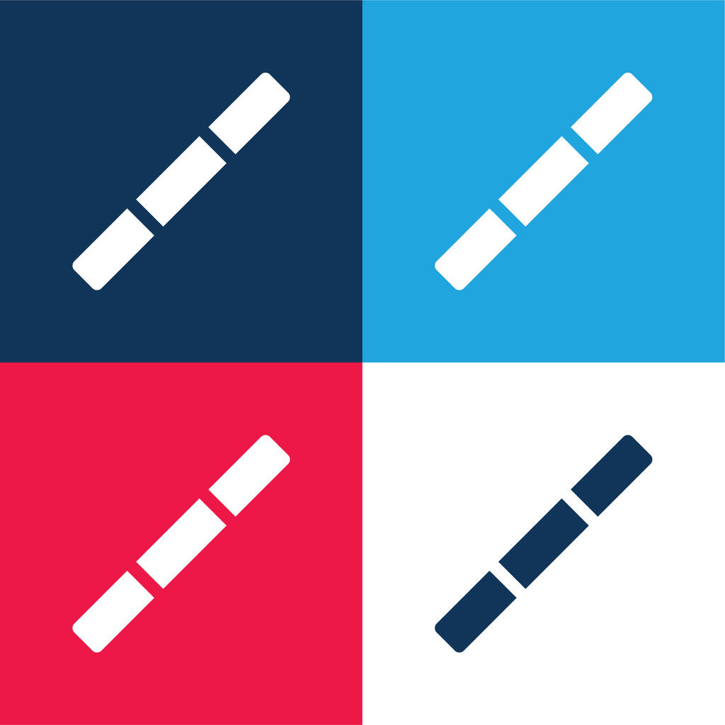 Bo blauw en rood vier kleuren minimale pictogram set - Vector, afbeelding