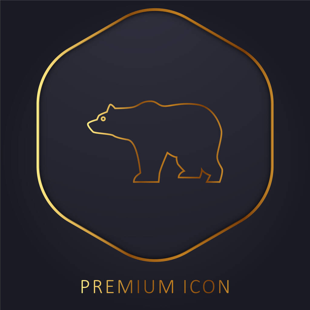 Bear Side View Silhouette golden line premium logo or icon - Vector, Image