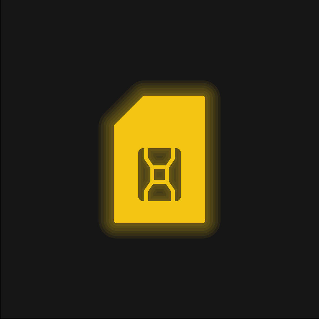 Big SIM Card ícone de néon brilhante amarelo - Vetor, Imagem
