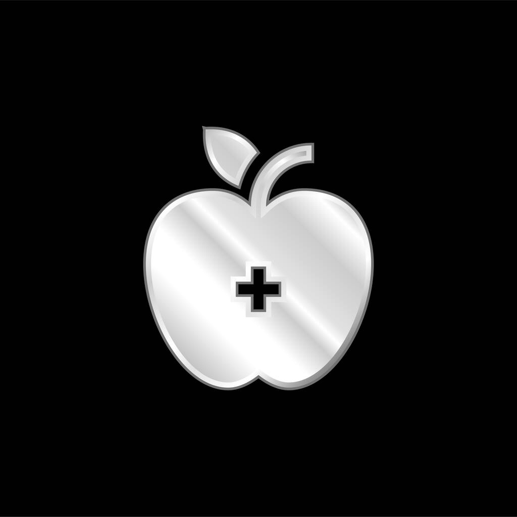 Jabłko posrebrzana ikona metaliczna - Wektor, obraz