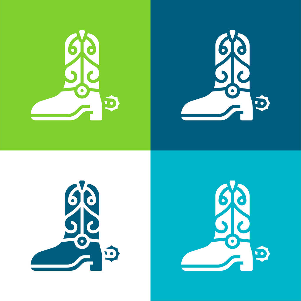 Csizma Lapos négy szín minimális ikon készlet - Vektor, kép