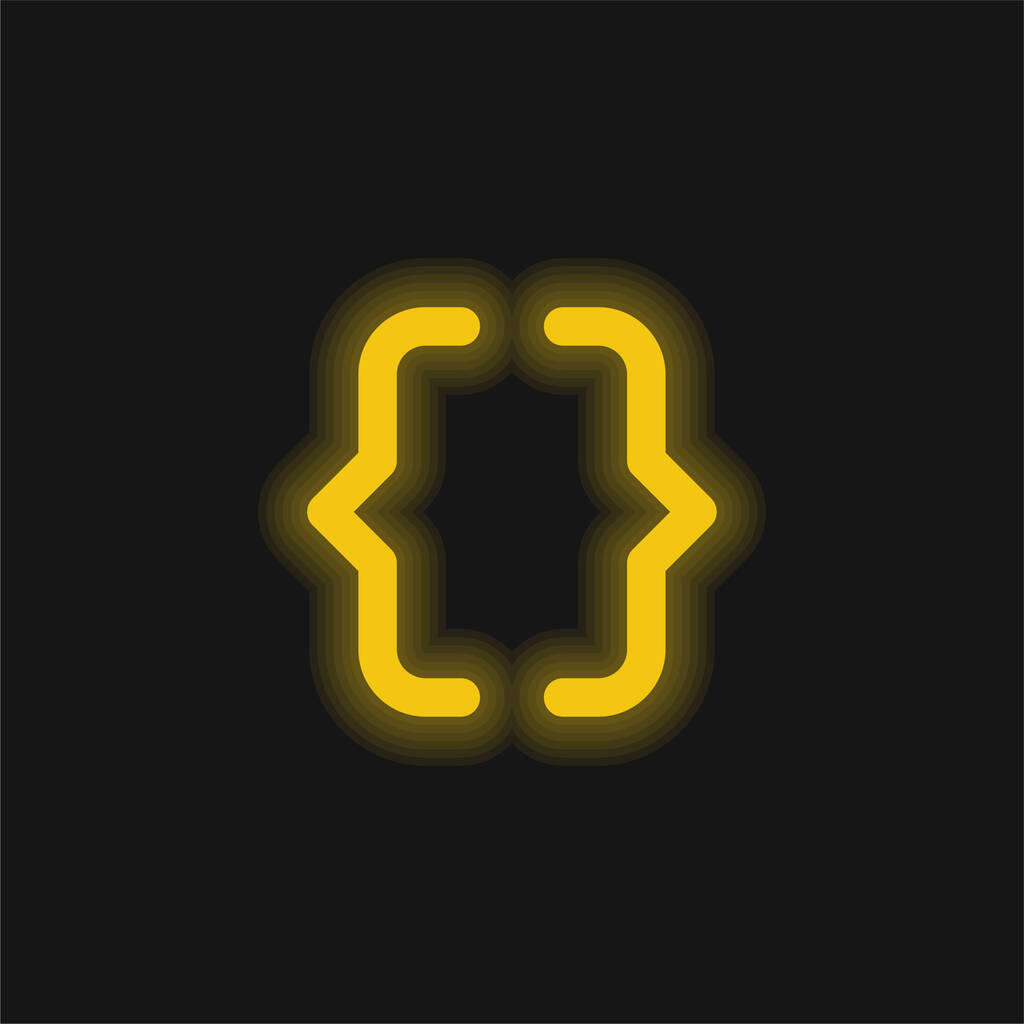 ブラケット黄色の輝くネオンアイコン - ベクター画像