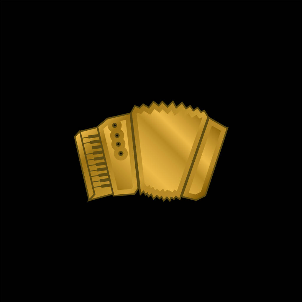 Silhueta de acordeão com detalhes brancos ícone metálico banhado a ouro ou vetor de logotipo - Vetor, Imagem