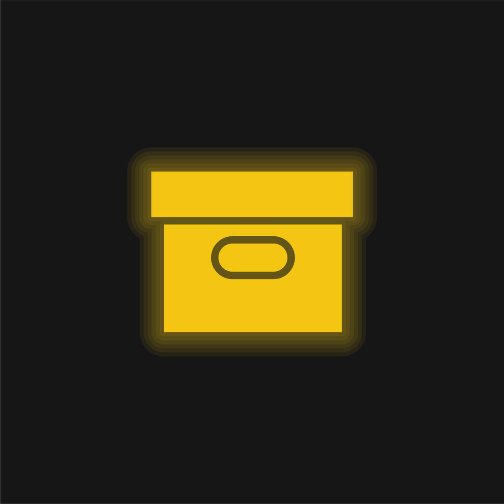Caixa Coberto amarelo brilhante ícone de néon - Vetor, Imagem