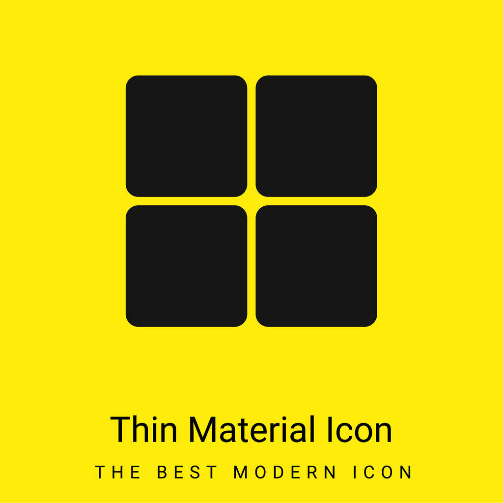 4 quadrados arredondados mínimo ícone material amarelo brilhante - Vetor, Imagem